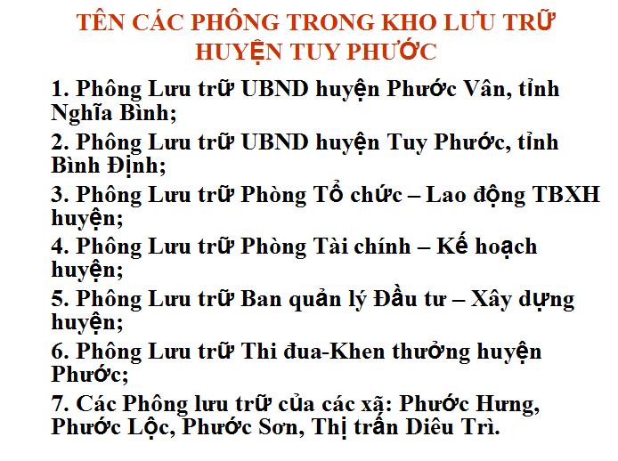 BÌNH ĐỊNH TỔ CHỨC LƯU TRỮ CẤP HUYỆN