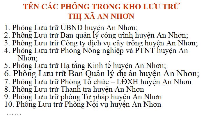 BÌNH ĐỊNH TỔ CHỨC LƯU TRỮ CẤP HUYỆN