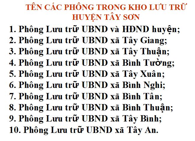 BÌNH ĐỊNH TỔ CHỨC LƯU TRỮ CẤP HUYỆN