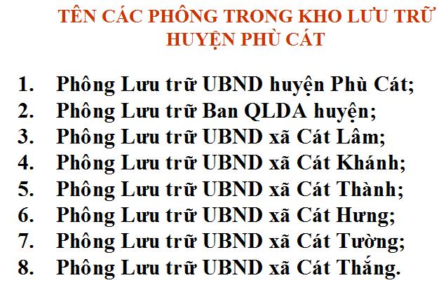 BÌNH ĐỊNH TỔ CHỨC LƯU TRỮ CẤP HUYỆN