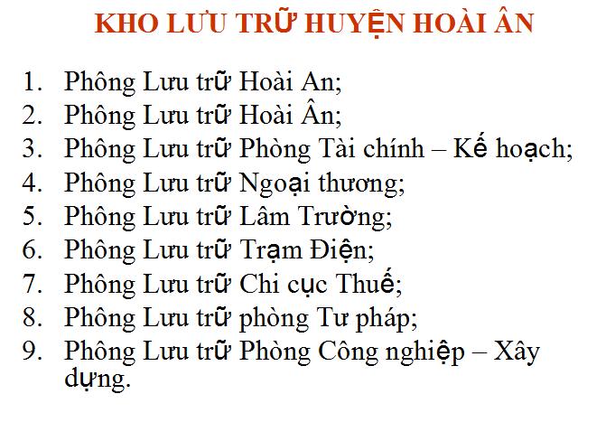 BÌNH ĐỊNH TỔ CHỨC LƯU TRỮ CẤP HUYỆN