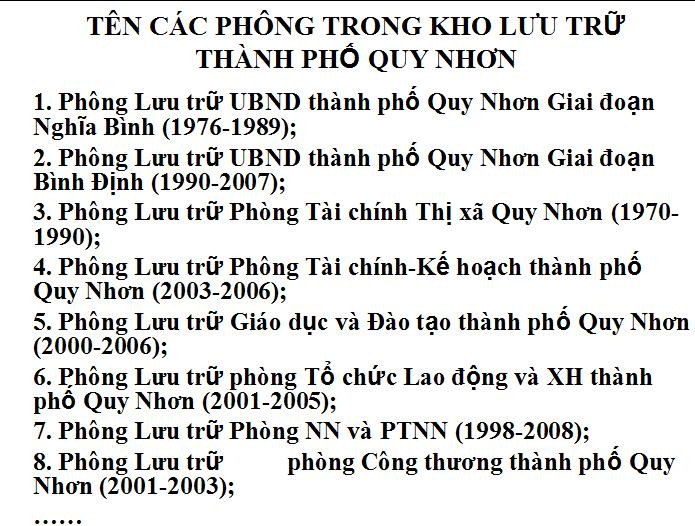 BÌNH ĐỊNH TỔ CHỨC LƯU TRỮ CẤP HUYỆN