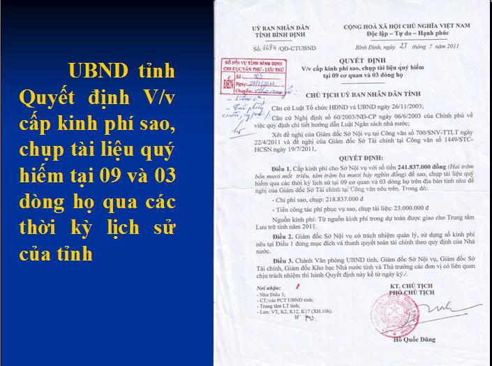 CÔNG TÁC SƯU TẦM TÀI LIỆU LƯU TRỮ QUÝ, HIẾM TRÊN ĐỊA BÀN TỈNH BÌNH ĐỊNH